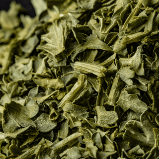 Dried green tea leaves