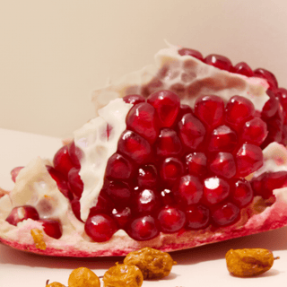 Close-up of a pomegranate slice with seeds