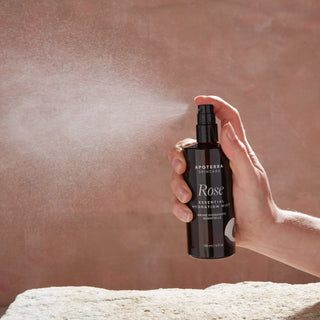 Rose mist texture spraying from bottle