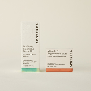 Apoterra's Holy Grail Duo box update featuring Sea Berry Balancing Facial Oil and Vitamin C Regenerative Balm 