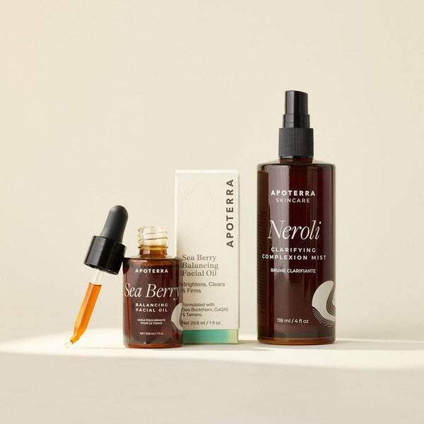 Clarifying Power Duo with Neroli Mist and Sea Berry Facial Oil for targeting breakouts