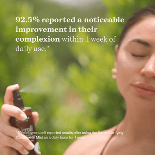 Apoterra Neroli Clarifying Complexion Mist shows noticeable improvement in complexion in one week of daily use claims customer review