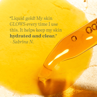 Apoterra's Sea Berry Balancing Facial Oil made with c0q10 is liquid gold one customer review states that helps skin stay hydrated and clear.